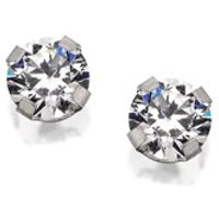 14ct White Gold Cubic Zirconia Ear Piercing Studs - 5mm - S7517