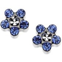 14ct White Gold Blue Crystal Daisy Ear Piercing Studs - 5mm - S7570