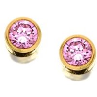 14ct Gold Pink Cubic Zirconia Ear Piercing Studs - 4mm - S7576