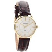 Pulsar Gold Plated Brown Leather Strap Watch - W9421