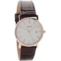 Bulova 98H51 Rose Gold Plated Brown Leather Strap Watch - W09116