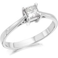 18ct White Gold Princess Cut Diamond Solitaire Ring - 40pts - Certificated - D2374-Q
