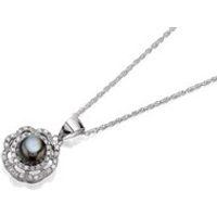 Princess Pearls Silver Black Freshwater Pearl And Cubic Zirconia Necklace - F6411