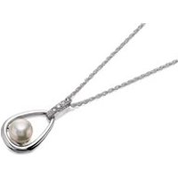 Princess Pearls Silver Freshwater Pearl And Cubic Zirconia Necklace - F6414
