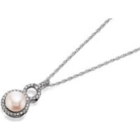 Princess Pearls Silver Freshwater Pearl And Cubic Zirconia Necklace - F6416