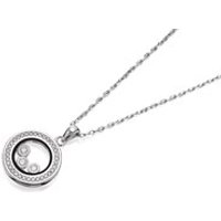 Briolette Silver Floating Cubic Zirconia Circle Necklace - J7768