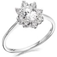 Silver Cubic Zirconia Cluster Ring - F5970-P