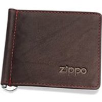 Zippo Soft Brown Leather Bi-Fold Money Clip Wallet - A1954