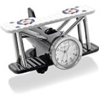 Miniature Black And White Biplane Clock - C3111