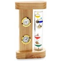 Wooden Galileo Thermometer, Barometer And Clock - C6618