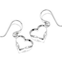 Silver Twist Heart Hook Wire Earrings - 26mm Drop - F0558