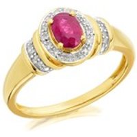 9ct Gold Oval Ruby And Diamond Cluster Ring - D7402-P