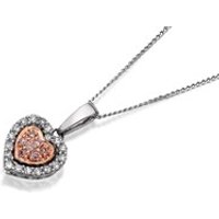 9ct White Gold One In A Million Pink And White Diamond Heart Necklace - 10pts - D7894