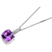My Diamonds Silver Amethyst And Diamond Pendant And Chain - D9004
