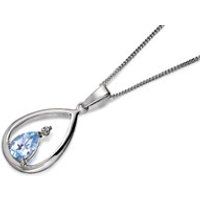 My Diamonds Silver Blue Topaz And Diamond Pendant And Chain - D9969