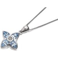 My Diamonds Silver Blue Topaz And Diamond Flower Necklace - D9970