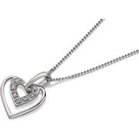 My Diamonds Silver Diamond Double Heart Necklace - D9988