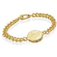 Gold Plated St. Christopher SOS Talisman Bracelet - F2401