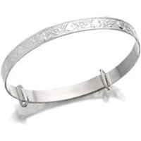 Silver Hearts And Flowers Expanding Baby Bangle - F2637