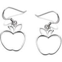 Silver Apple Hook Wire Earrings - 30mm Drop - F7826