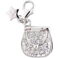 Tingle SCH180 Silver Enamel Crystal Handbag Karab Clasp Charm - F8163