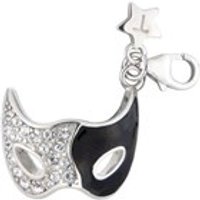Tingle SCH194 Silver Enamel Crystal Mask Karab Clasp Charm - F8175