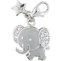 Tingle SCH264 Silver Enamel Crystal Elephant Karab Clasp Charm - F8242
