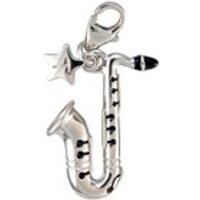 Tingle SCH81 Silver Enamel Saxophone Karab Clasp Charm - F8296