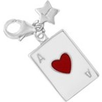 Tingle SCH280 Silver Enamel Ace Of Hearts Karab Clasp Charm - F8325