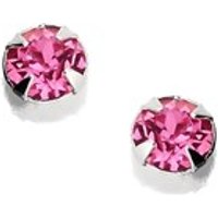 Silver Pink Crystal Andralok Earrings - 3mm - F9913