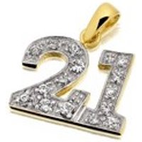 9ct Gold Cubic Zirconia 21st Birthday Charm - 12mm - G3865