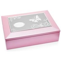 Silver Plated Pearlescent Pink Musical Jewellery Box - P5623