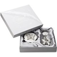 Sophia Silver Plated Butterfly Compact Mirror And Keyring Gift Set - P6529