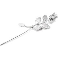 Silver Plated Rose Ornament With Engravable Tag - P6532