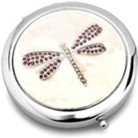Sophia Silver Plated Crystal Dragonfly Compact Mirror - P6679