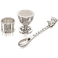 Celebrations Twinkle Twinkle Silver Plated Egg Cup, Spoon And Napkin Ring Gift Set - P7555