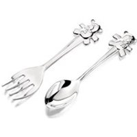 Silver Plated Teddy Spoon And Fork Set - P7726