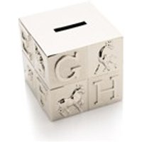Silver Plated ABC Cube Money Box - P7780