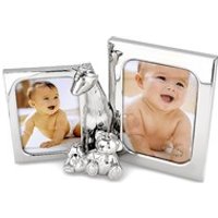 Celebrations Silver Plated Giraffe, Teddy And Penguin Double Photo Frame - P8939