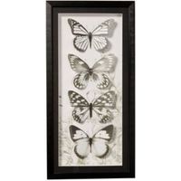 Butterflies Black & White Framed Art (W)30cm (H)60cm