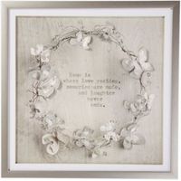 Memories Wreath Grey & White Framed Print (W)60cm (H)60cm