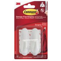3M Command White Plastic Hooks Pack Of 2 - 0051131769083