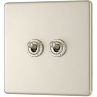 Colours 10A 2-Way Double Pearl Nickel Toggle Switch