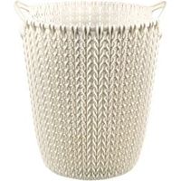 Curver Knit Effect Oasis White Plastic Circular Paper Bin 7L