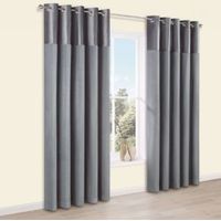 Linnet Concrete Panelled Velvet & Faux Silk Eyelet Lined Curtains (W)167cm (L)183cm