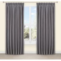 Villula Anthracite Plain Faux Silk Pencil Pleat Lined Curtains (W)167cm (L)183cm