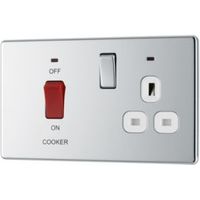 Colours 45A Double Pole Chrome Effect Cooker Switch & Socket With Comes With Power Indicators