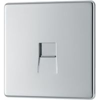 Colours Excellence 1-Gang Flat Plate Polished Chrome Telephone Socket