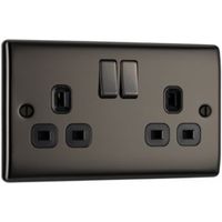 British General 13A Black Nickel Switched Double Socket