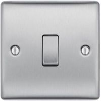 British General 10A 2-Way Single Brushed Steel Light Switch